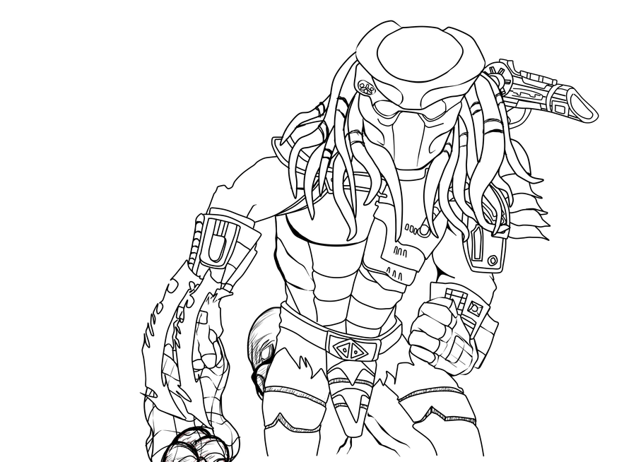 900x654 Alien Vs Predator Coloring Pages Predator Line Art By