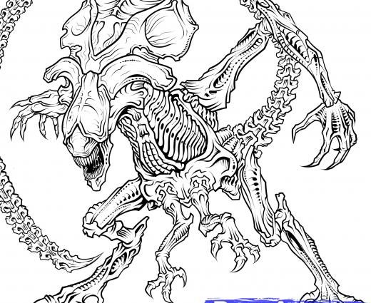 520x425 Scary Alien Coloring Pages Alien Vs Predator Coloring Pages Alien