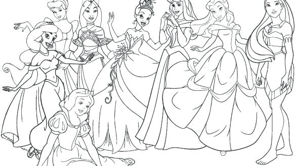 585x329 Disney Princesses Coloring Page All Princess Coloring Pages