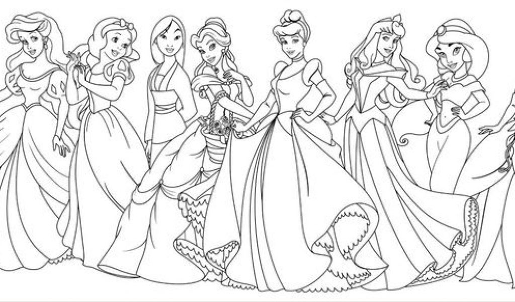 1024x600 All Disney Princess Coloring Pages Coloring Pages With All