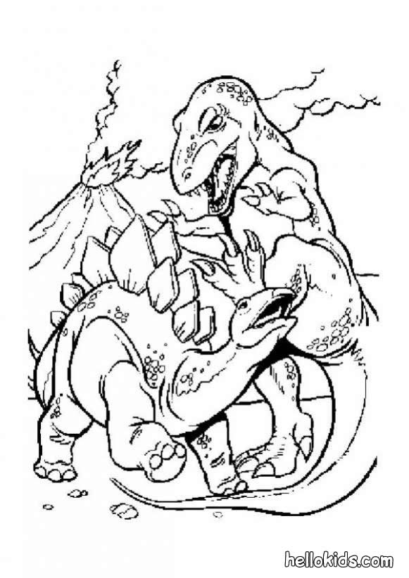 581x822 Allosaurus And Volcano Coloring Pages