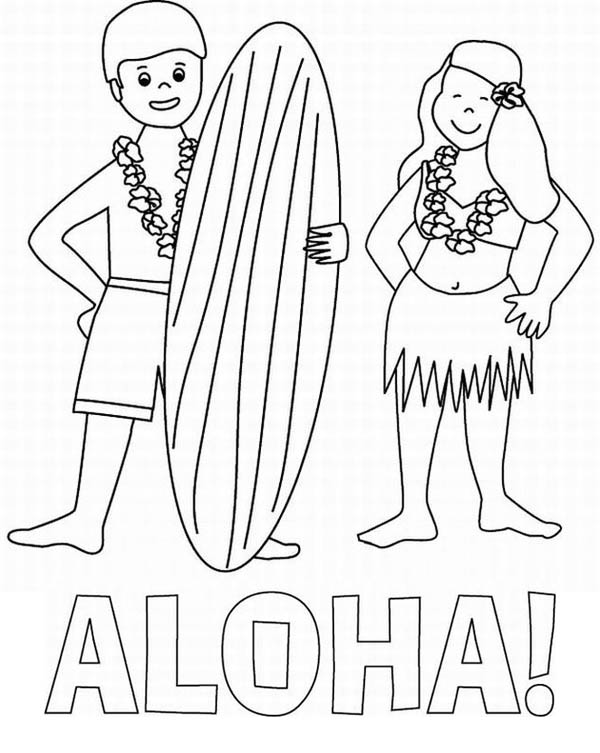 600x753 Aloha Is Hawaiian Greet Coloring Page
