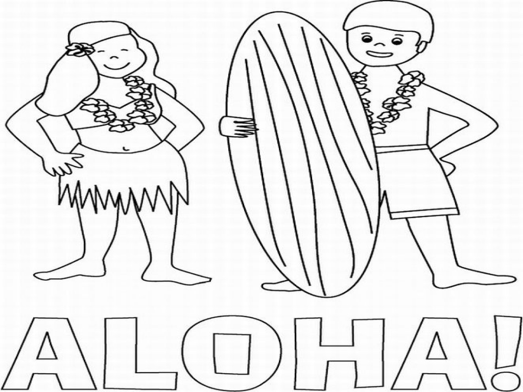 1024x768 Hawaii Coloring Pages Aloha