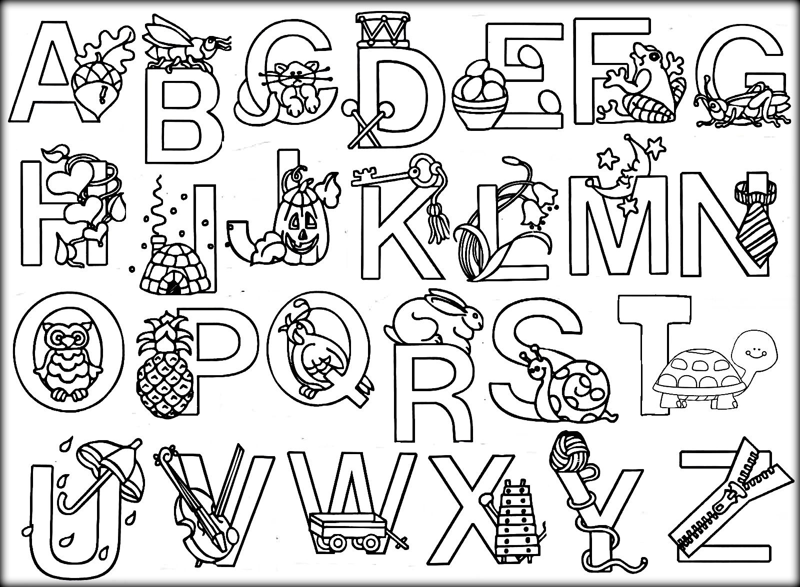 1600x1175 Noted Alphabet Coloring Pages To Print Free Animal Book Printable