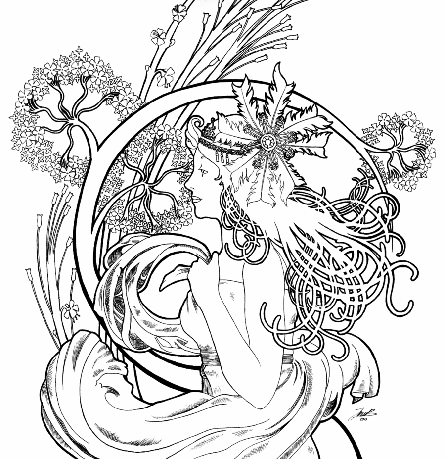 900x927 Alphonse Mucha Coloring Pages Alphonse Mucha Line Art Drawing