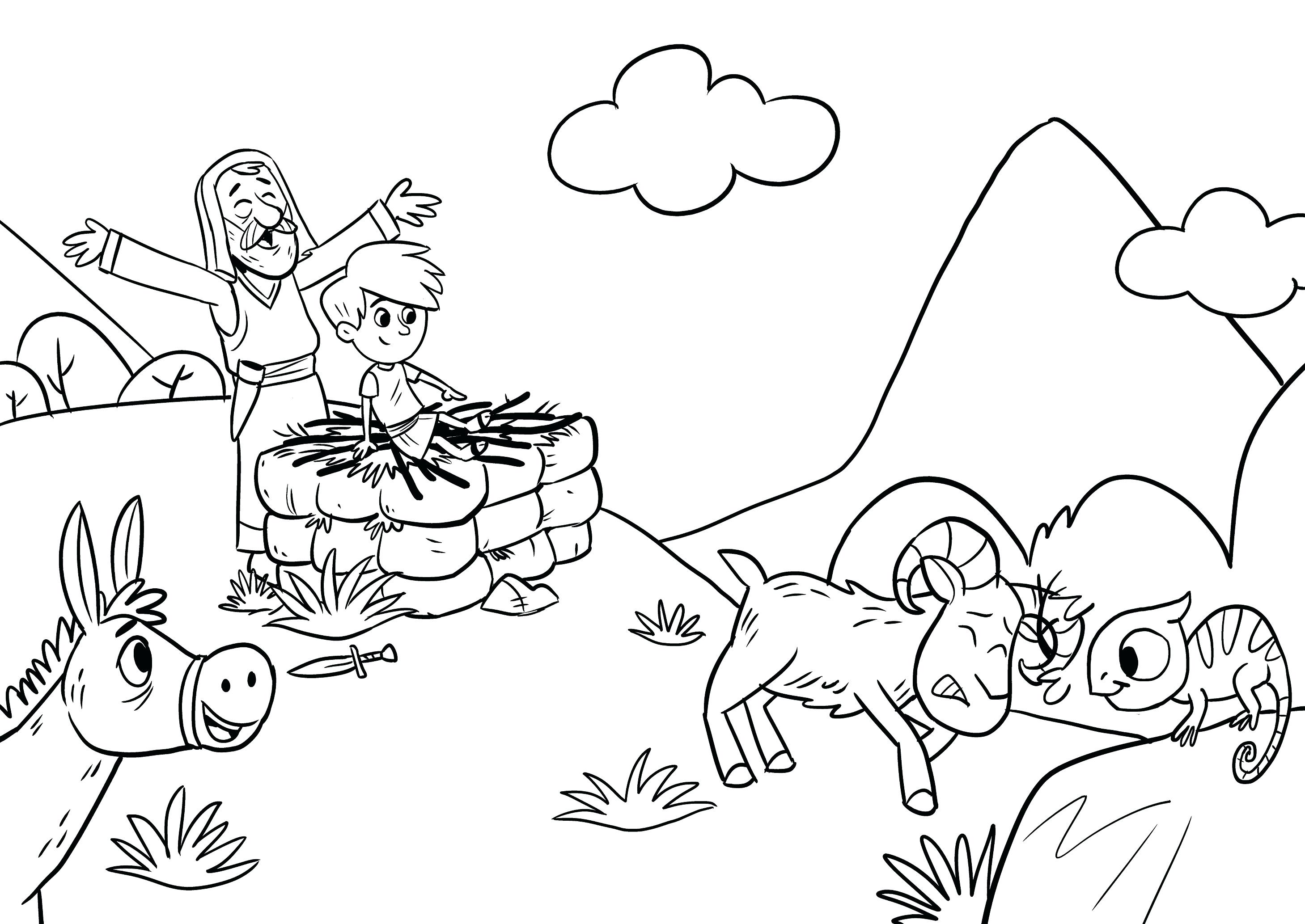 2918x2067 Enormous Abraham And Isaac Coloring Page By Altar Genesis 22 Bible