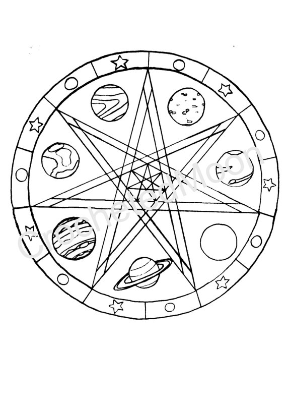 570x807 Printable Faerie Star Planets Coloring Page Digital Download