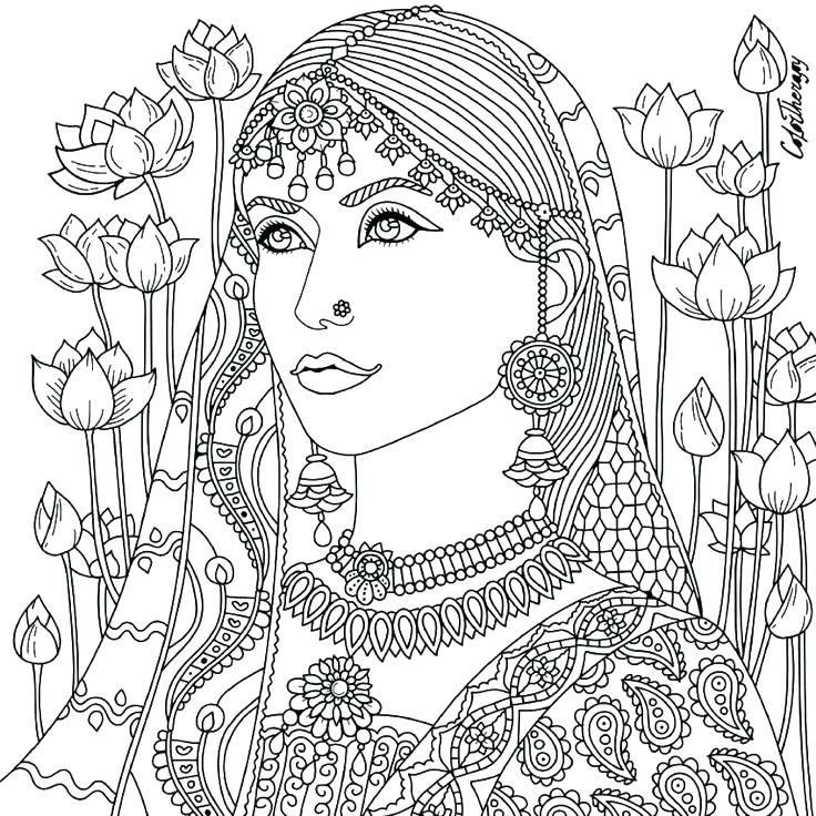 736x736 Indian Color Pages Coloring Pages Free Woman Adult Coloring Pages