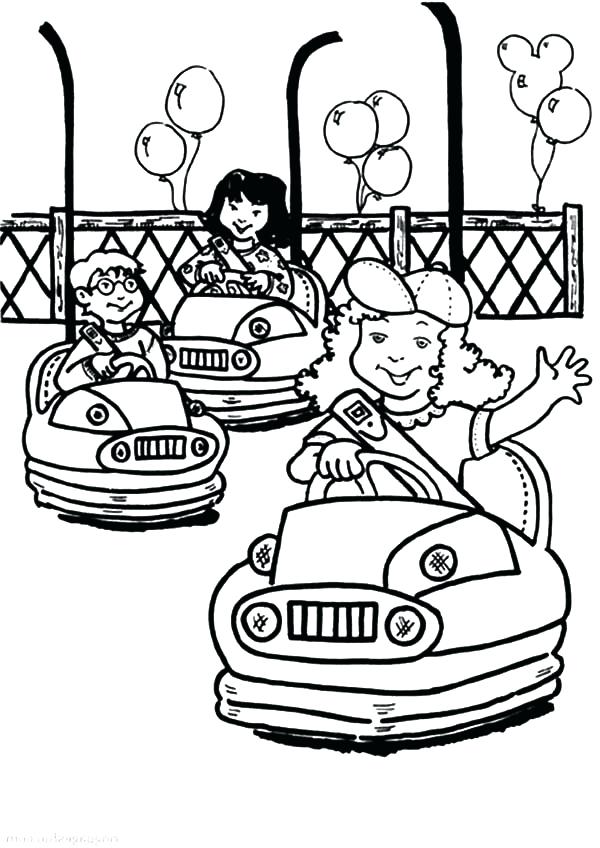 600x848 Amusement Park Coloring Pages Bumper Cars At Carnival Coloring