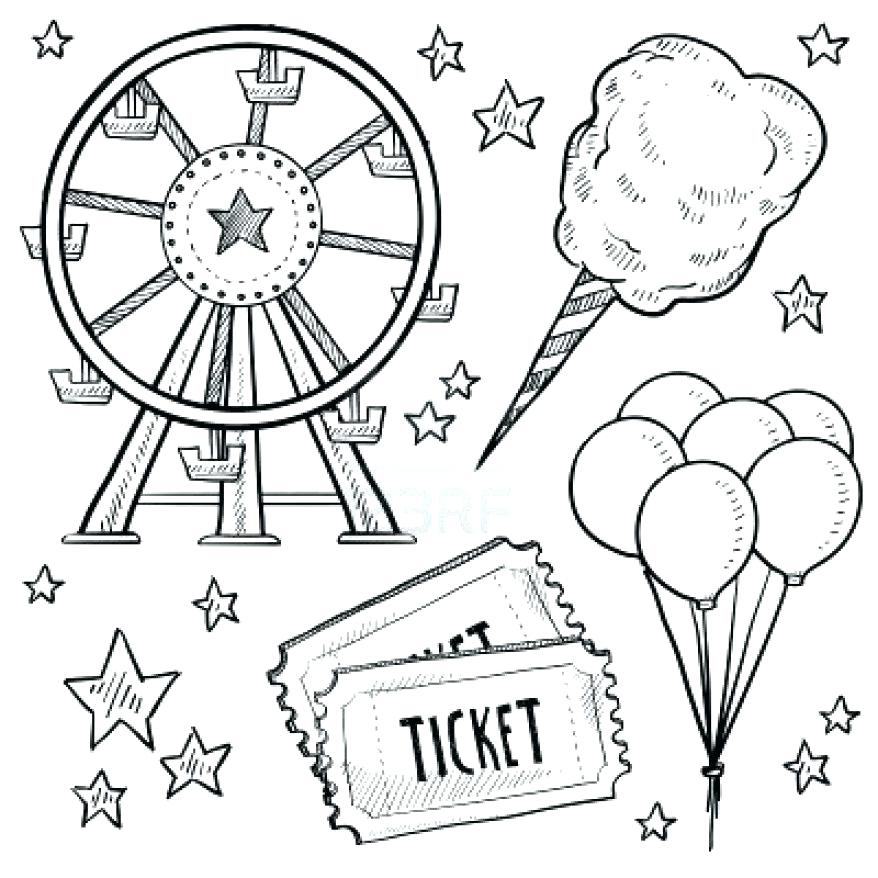 878x878 Amusement Park Coloring Pages Doodle Style Amusement Park