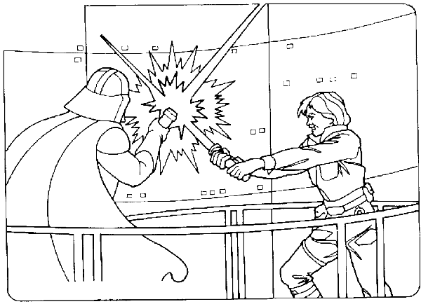 600x434 Darth Vader Fighting With Anakin Skywalker Coloring Pages Coloring