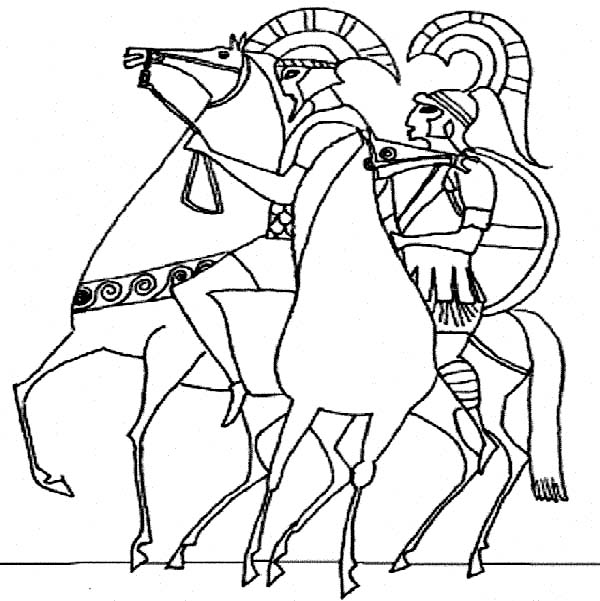 600x601 Ancient Rome Army In Classic Greek Style Drawing Coloring Page