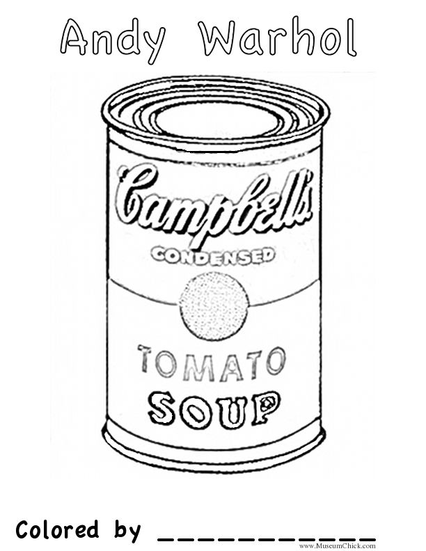 612x792 Pop Art Coloring Pages Andy Warhol Campbells Soup Coloring Sheet