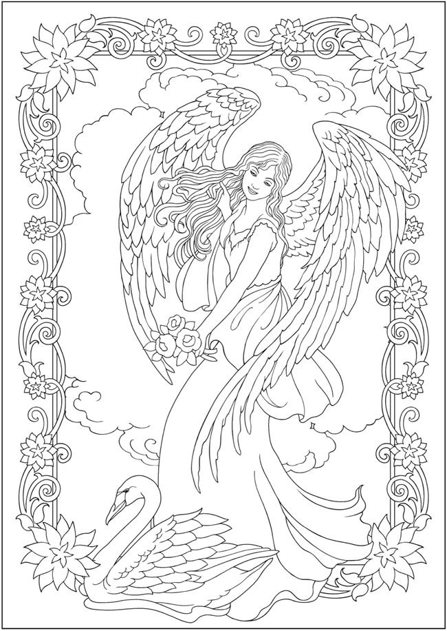 650x916 Creative Haven Elegant Angels Coloring Book By Marty Noble