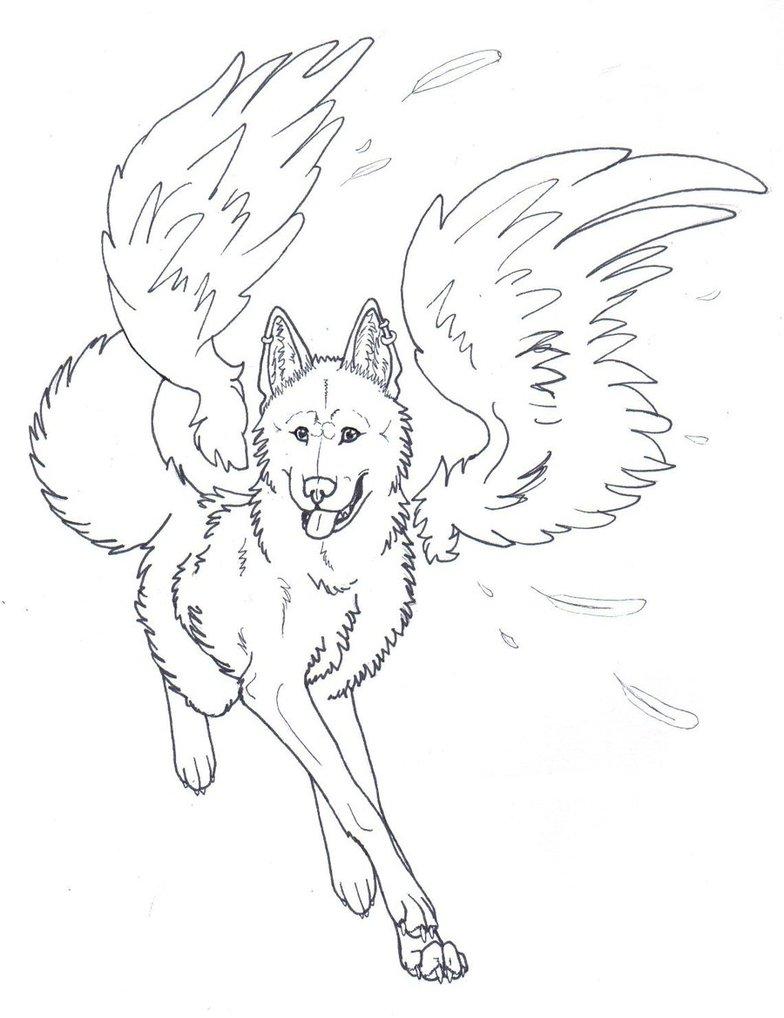 784x1018 Winged Wolf Coloring Pages