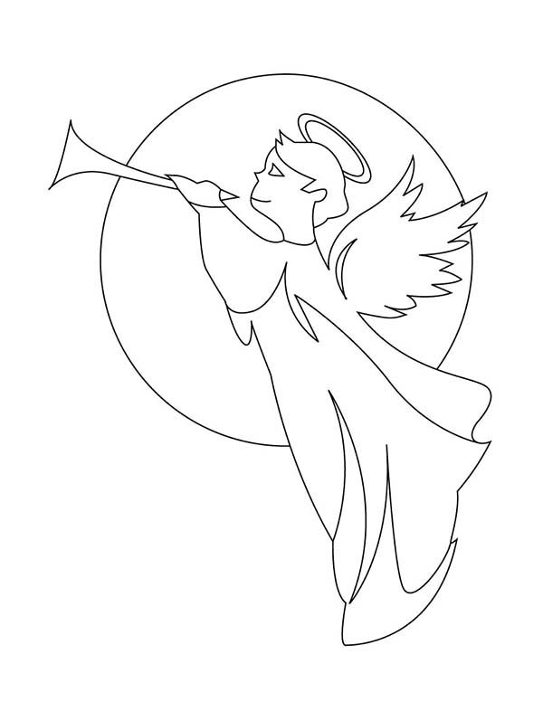 600x776 Angels Gabriel With Trumpet Coloring Page Color Luna