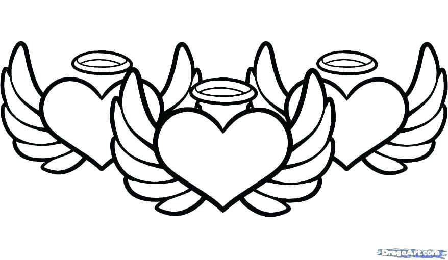878x510 Heart With Wings Coloring Pages Hearts With Angel Wings Coloring