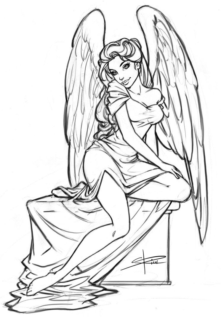746x1070 Angel Sketch By ~sabinerich On Color And Draw