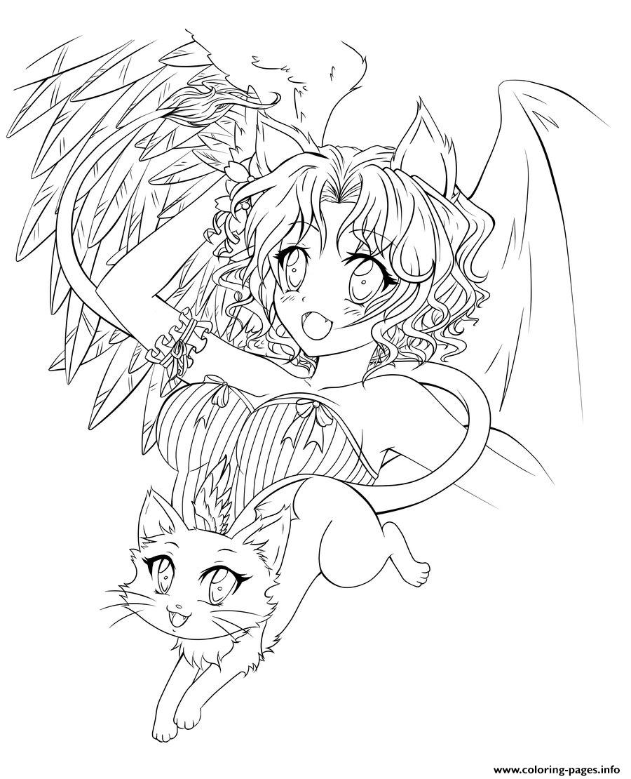 900x1110 Anime Demon Angel Coloring Pages Printable