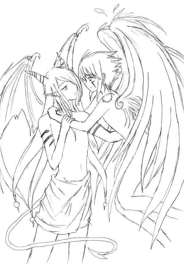 600x859 Demon Coloring Pages Devil X Angel By Demon Coloring Pages