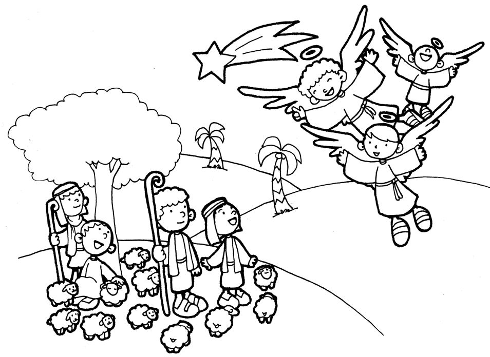 954x696 Angel Coloring Pages 240 Angels And Shepherds Coloring Sheets