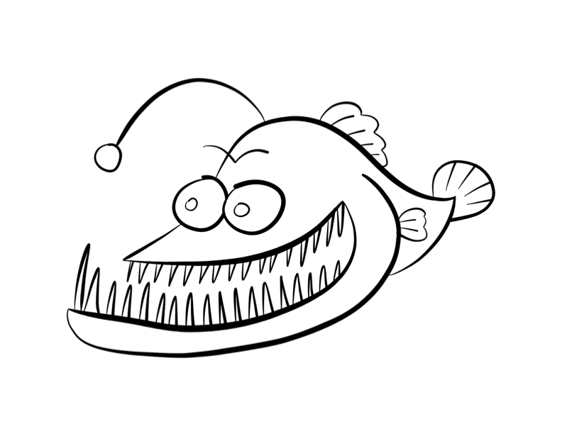 792x612 Cartoon Angler Fish Coloring Pages