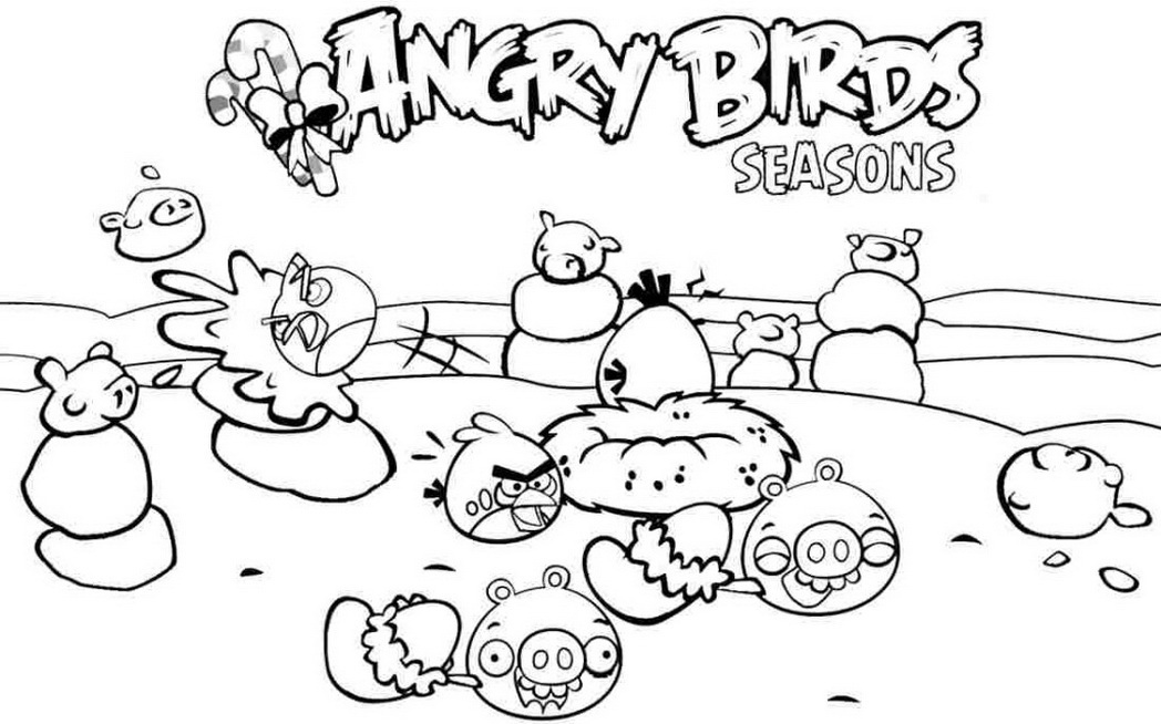 1048x654 Angry Birds Christmas Coloring Page