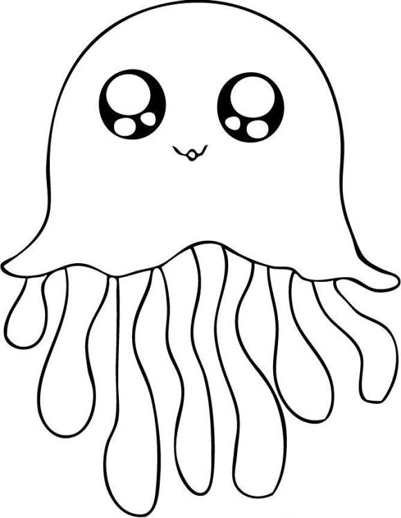 580x748 Cute Jellyfish Coloring Pages