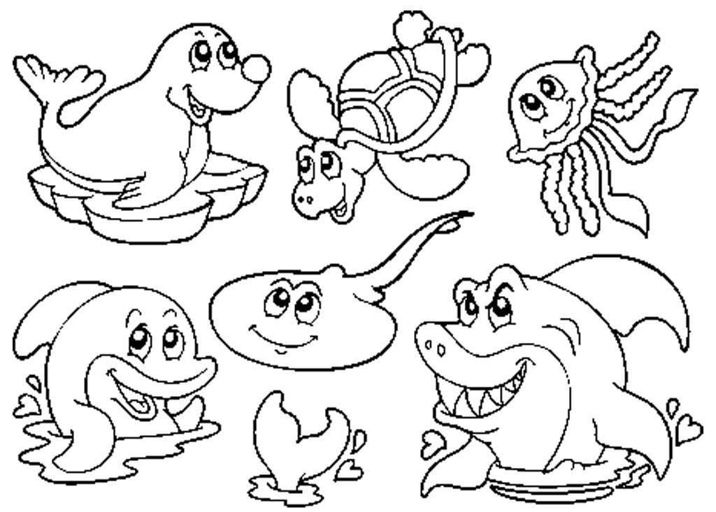 1024x733 Sea Animal Coloring Pages Printable Free Free Sea Creature