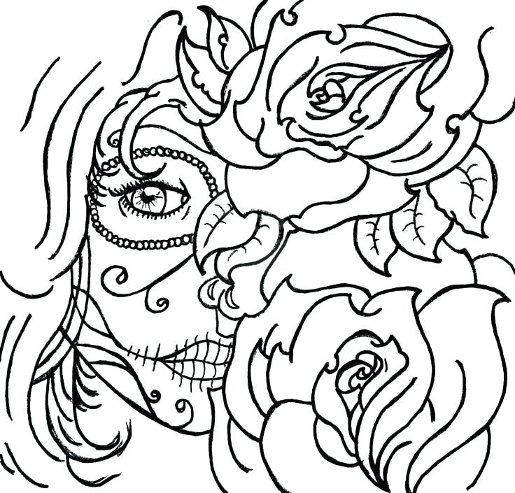 736x705 Sugar Skulls Coloring Pages Sugar Skull Color Pages Sugar Skull