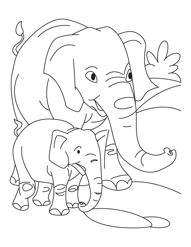 612x792 Elephant With Baby Elephant Coloring Pages Download Free Free