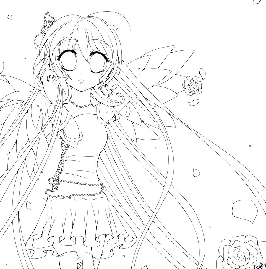 900x911 Anime Angel Coloring Pages
