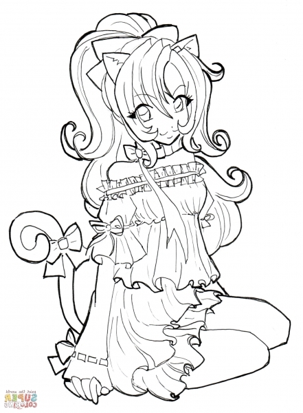Anime Cat Girl Coloring Pages