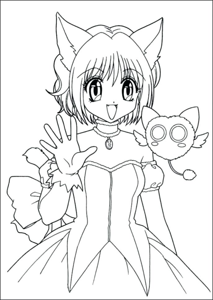 687x966 Lovely Anime Girl Coloring Pages For Anime Cat Girl Coloring Pages