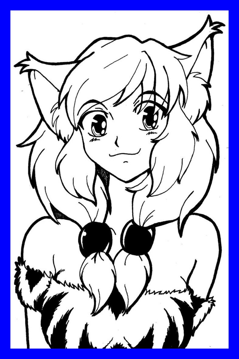 787x1180 Unbelievable Anime Cat Girl Coloring Pages Pict For Cute Of Style
