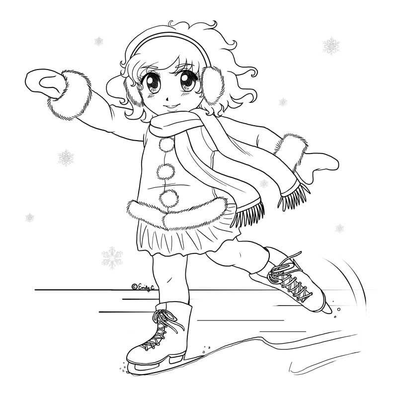 795x795 Christmas Coloring Anime Pages