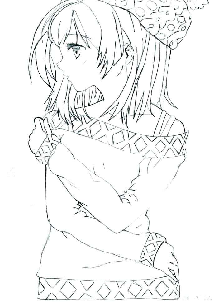 687x970 Anime Fox Girl Coloring Pages