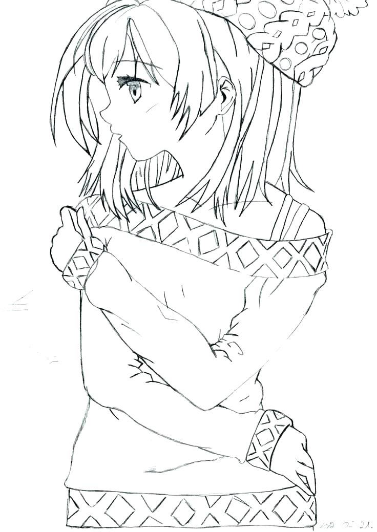 736x1039 Anime Color Pages Anime Couple Coloring Page Cute Anime Girl