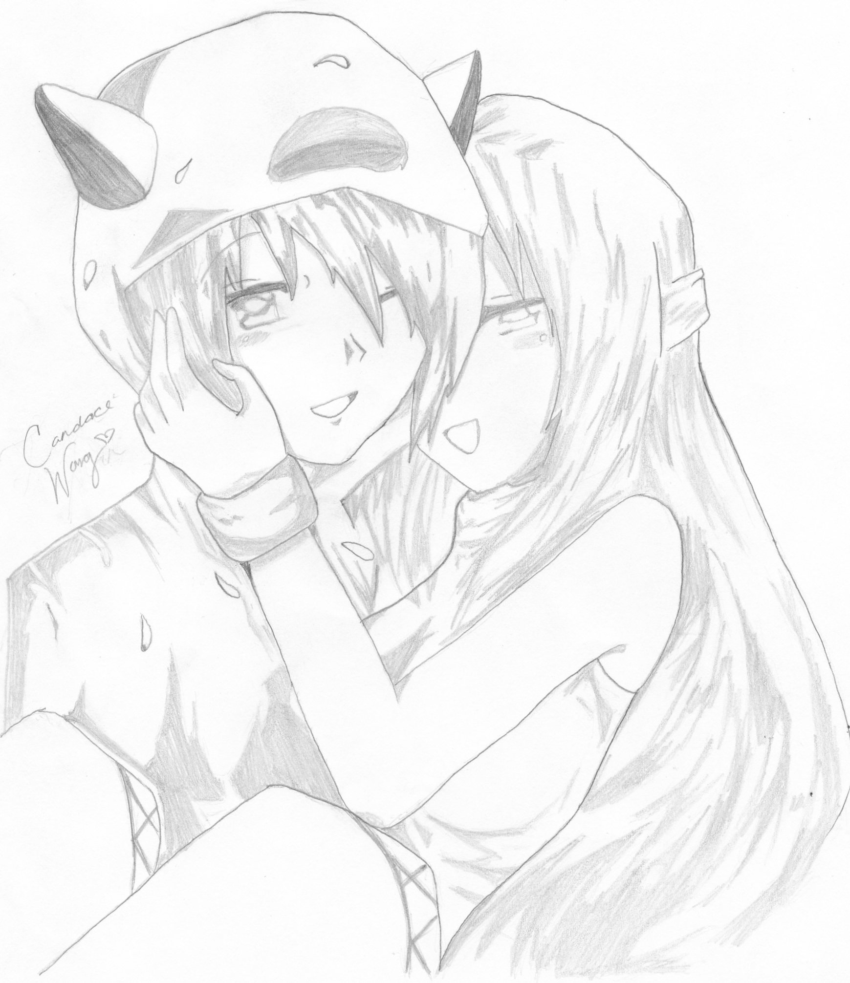 1739x2012 Anime Couple Hugging