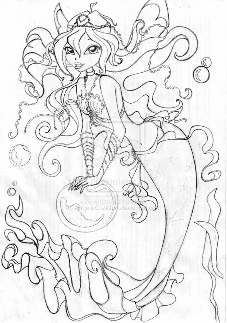 726x1032 Anime Mermaid Coloring Pages For Girls