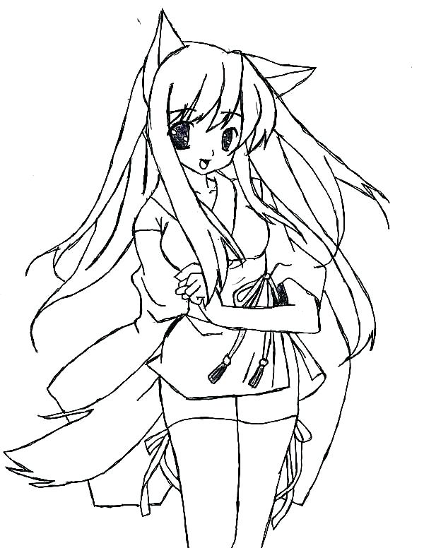 600x776 Catgirl Color Pages Anime Wolf Girl Coloring Pages Spremenisvet