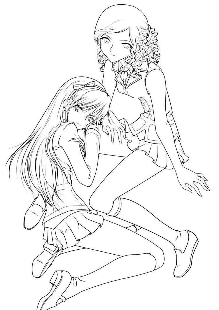 752x1063 School Girls Kat And Aki Hime L By Yureilia Gals