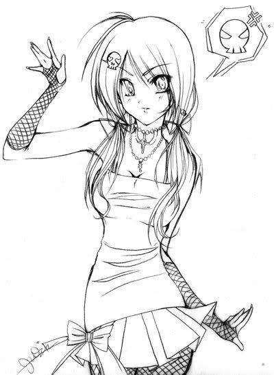400x546 Emo Wolf Couple Emo Anime Girl Coloring Pages Color And Draw 606