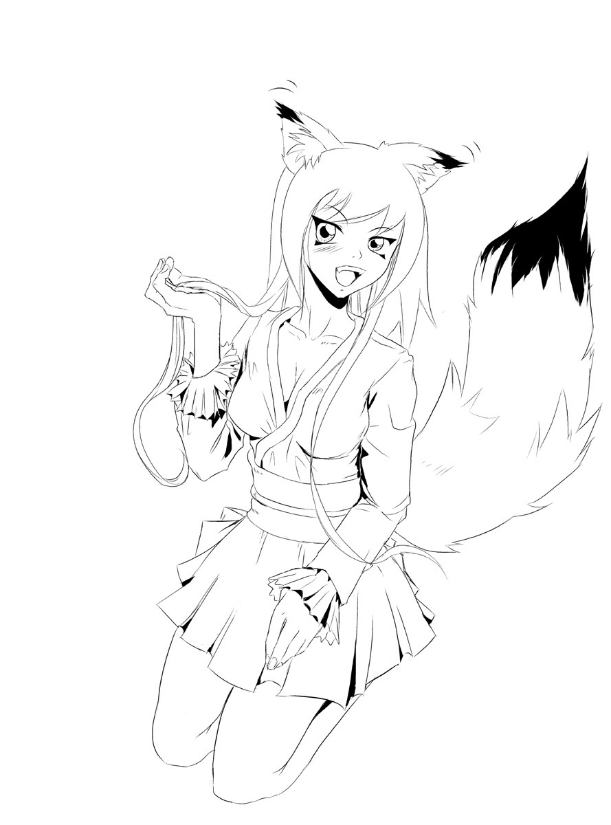 889x1200 Anime Wolf Girl Coloring Pages