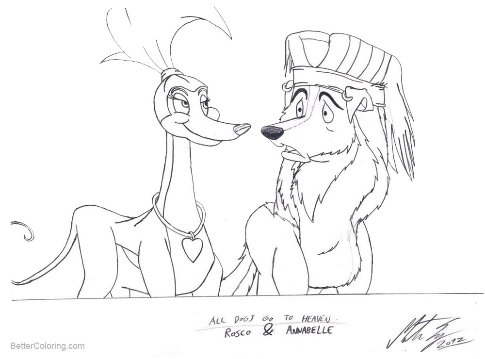 1000x740 All Dogs Go To Heaven Coloring Pages Rosco And Annabelle By