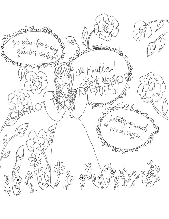 570x737 Anne Of Green Gables Coloring Page Adult Coloring Literary