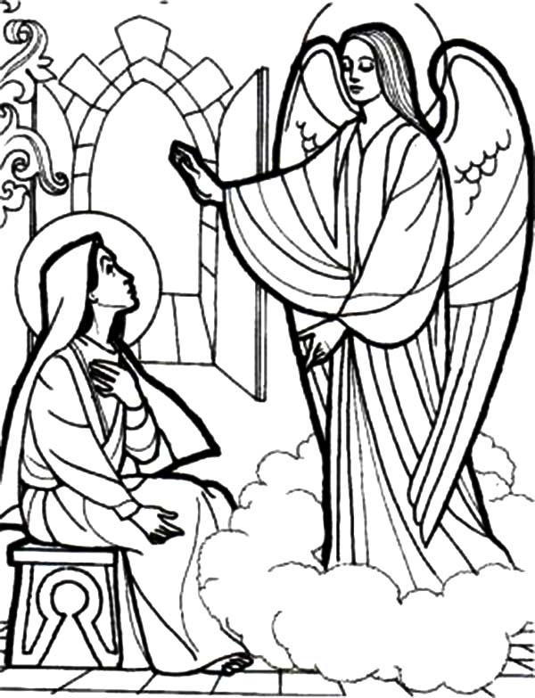 600x783 Mary And The Angel Coloring Pages