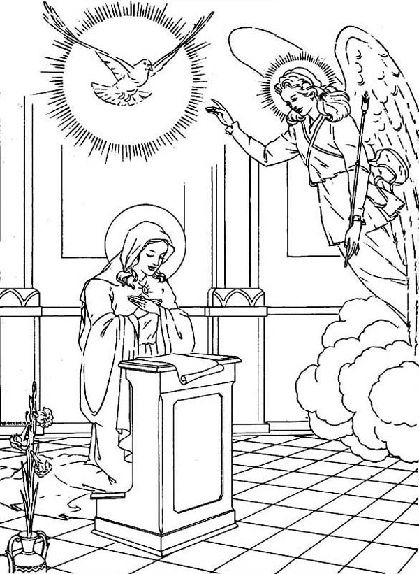 600x821 Angel And Mary Coloring Page Many Interesting Cliparts