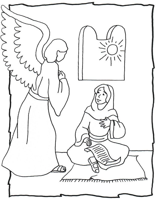 623x791 Angel Appears To Mary Coloring Page Today Catholics Celebrate