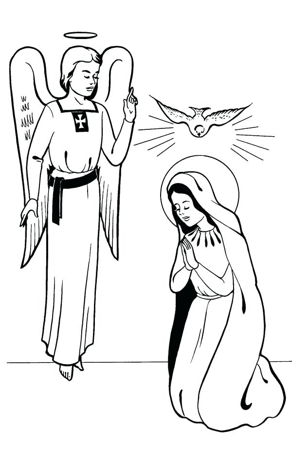 600x926 Angel Gabriel Coloring Page Annunciation With Angel All Saints Day